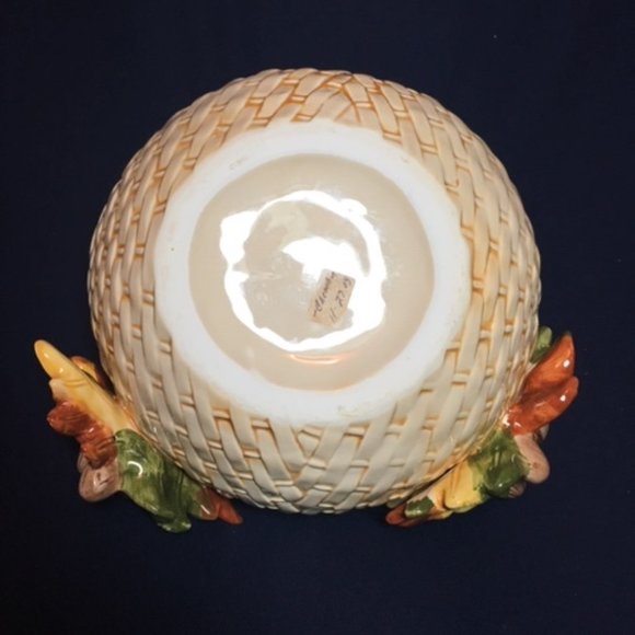 Vintage Ceramic Fall Autumn Basket with Handle 8"x7" - Picture 7 of 13